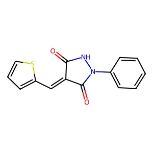 3,5-Pyrazolidinedione, 1-phenyl-4-(2-thienylmethylene)- structure