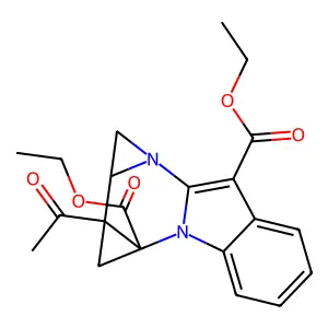 Diethyl 13-acetyl-1,10-diazapentacyclo[7.6.0.02,7.010,12.013,15]pentadeca-2,4,6,8-tetraene-8,15-dicarboxylate structure