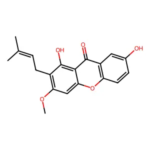 1,7-Dihydroxy-3-methoxy-2-(3-methyl-2-buten-1-yl)-9H-xanthen-9-one structure