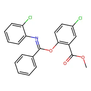 Benzoic acid, 5-chloro-2-[[(2-chlorophenyl)imino]phenylmethoxy]-, methyl ester structure