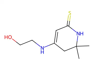 4-[(2-Hydroxyethyl)amino]-6,6-dimethyl-5,6-dihydropyridine-2(1H)-thione structure