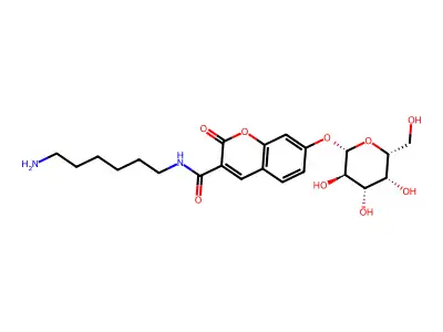 6-(7-beta-Galactosylcoumarin-3-carboxamido)hexylamine structure