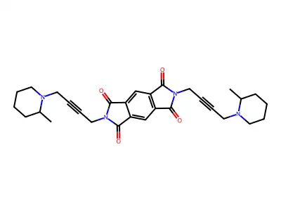 N,N'-Bis(4-(2-methylpiperidino)but-2-ynyl)-1,2,4,5-benzenetetracarboxylic 1,2:4,5-diimide structure