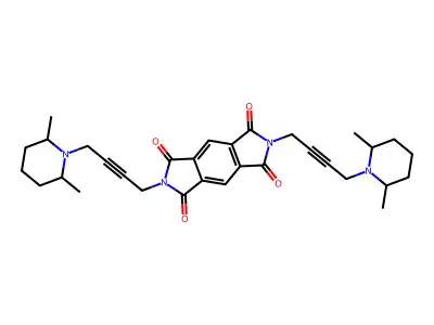 1,2,4,5-Benzenetetracarboxylic 1,2:4,5-diimide, N-N'-bis(4-(2-equatorial,6-equatorial-dimethylpiperidino)but-2-ynyl)- structure