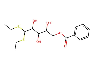 [5,5-Bis(ethylsulfanyl)-2,3,4-trihydroxypentyl] benzoate structure