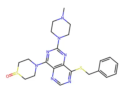 8-Benzylthio-2-(N-methyl-piperazino)-4-(1-oxidothiomorpholino)pyrimido(5,4-d)pyrimidine structure