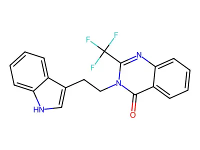 3-[2-(1H-indol-3-yl)ethyl]-2-(trifluoromethyl)quinazolin-4-one structure