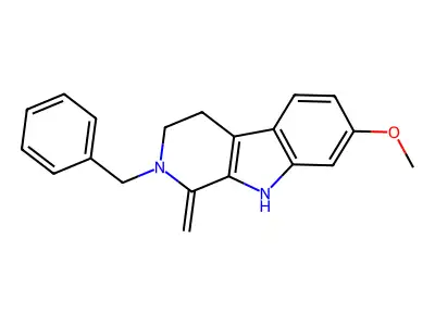 2-benzyl-7-methoxy-1-methylidene-4,9-dihydro-3H-pyrido[3,4-b]indole structure