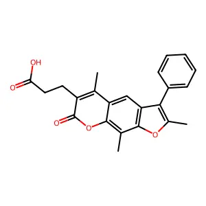 3-(2,5,9-trimethyl-7-oxo-3-phenyl-7H-furo[3,2-g]chromen-6-yl)propanoic acid structure