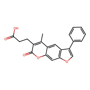 3-(5-methyl-7-oxo-3-phenyl-7H-furo[3,2-g]chromen-6-yl)propanoic acid structure