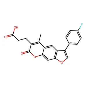 3-[3-(4-fluorophenyl)-5-methyl-7-oxo-7H-furo[3,2-g]chromen-6-yl]propanoic acid structure