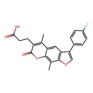 3-(3-(4-fluorophenyl)-5,9-dimethyl-7-oxo-7H-furo[3,2-g]chromen-6-yl)propanoic acid structure