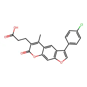3-[3-(4-chlorophenyl)-5-methyl-7-oxo-7H-furo[3,2-g]chromen-6-yl]propanoic acid structure