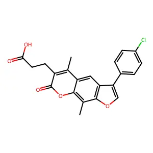 3-[3-(4-chlorophenyl)-5,9-dimethyl-7-oxo-7H-furo[3,2-g]chromen-6-yl]propanoic acid structure
