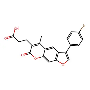 3-[3-(4-bromophenyl)-5-methyl-7-oxo-7H-furo[3,2-g]chromen-6-yl]propanoic acid structure