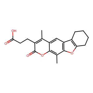 3-(4,11-dimethyl-2-oxo-6,7,8,9-tetrahydro-2H-[1]benzofuro[3,2-g]chromen-3-yl)propanoic acid structure