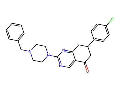 2-(4-benzylpiperazin-1-yl)-7-(4-chlorophenyl)-7,8-dihydroquinazolin-5(6H)-one structure