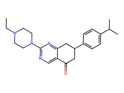 2-(4-ethylpiperazin-1-yl)-7-[4-(propan-2-yl)phenyl]-7,8-dihydroquinazolin-5(6H)-one structure