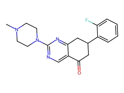 7-(2-Fluorophenyl)-2-(4-methylpiperazinyl)-6,7,8-trihydroquinazolin-5-one structure
