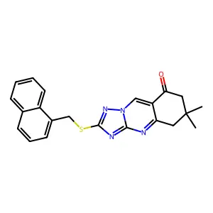 6,6-dimethyl-2-[(naphthalen-1-ylmethyl)sulfanyl]-6,7-dihydro[1,2,4]triazolo[5,1-b]quinazolin-8(5H)-one structure