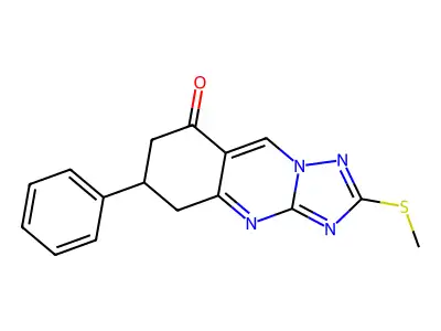 2-(methylthio)-6-phenyl-6,7-dihydro-5H-[1,2,4]triazolo[5,1-b]quinazolin-8-one structure