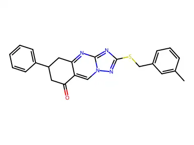 2-[(3-methylbenzyl)sulfanyl]-6-phenyl-6,7-dihydro[1,2,4]triazolo[5,1-b]quinazolin-8(5H)-one structure