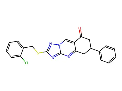 2-[(2-chlorobenzyl)sulfanyl]-6-phenyl-6,7-dihydro[1,2,4]triazolo[5,1-b]quinazolin-8(5H)-one structure