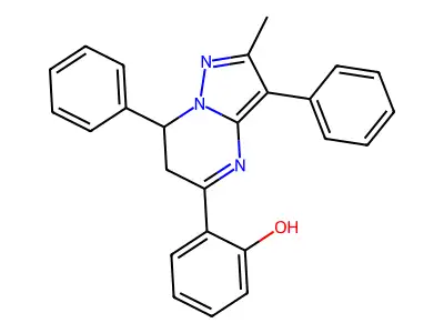 2-(2-Methyl-3,7-diphenyl-6,7-dihydropyrazolo[1,5-a]pyrimidin-5-yl)phenol structure