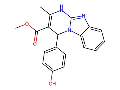 methyl 4-(4-hydroxyphenyl)-2-methyl-1,4-dihydropyrimido[1,2-a]benzimidazole-3-carboxylate structure