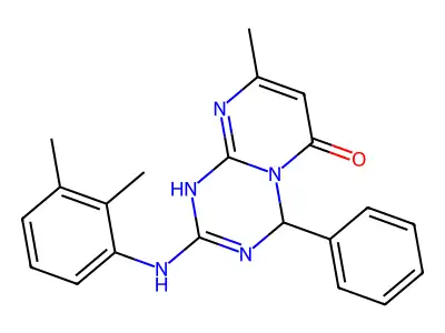2-[(2,3-dimethylphenyl)amino]-8-methyl-4-phenyl-1,4-dihydro-6H-pyrimido[1,2-a][1,3,5]triazin-6-one structure