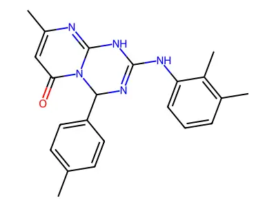 2-[(2,3-dimethylphenyl)amino]-8-methyl-4-(4-methylphenyl)-1,4-dihydro-6H-pyrimido[1,2-a][1,3,5]triazin-6-one structure