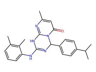 2-[(2,3-dimethylphenyl)amino]-4-(4-isopropylphenyl)-8-methyl-1,4-dihydro-6H-pyrimido[1,2-a][1,3,5]triazin-6-one structure