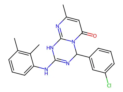 4-(3-chlorophenyl)-2-[(2,3-dimethylphenyl)amino]-8-methyl-1,4-dihydro-6H-pyrimido[1,2-a][1,3,5]triazin-6-one structure