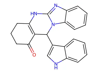 12-(1H-indol-3-yl)-3,4,5,12-tetrahydrobenzimidazo[2,1-b]quinazolin-1(2H)-one structure