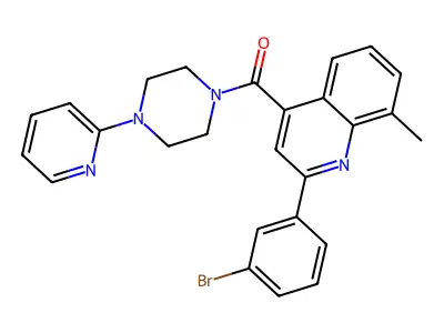 [2-(3-bromophenyl)-8-methylquinolin-4-yl]-(4-pyridin-2-ylpiperazin-1-yl)methanone structure