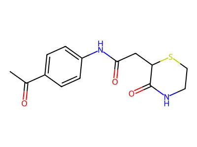 N-(4-acetylphenyl)-2-(3-oxothiomorpholin-2-yl)acetamide structure