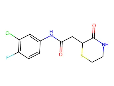 N-(3-chloro-4-fluorophenyl)-2-(3-oxothiomorpholin-2-yl)acetamide structure