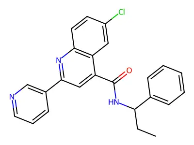 6-chloro-N-(1-phenylpropyl)-2-(pyridin-3-yl)quinoline-4-carboxamide structure