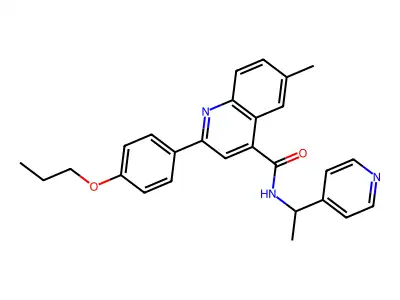 6-methyl-2-(4-propoxyphenyl)-N-(1-pyridin-4-ylethyl)quinoline-4-carboxamide structure