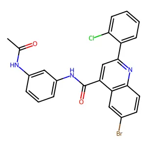 N-(3-acetamidophenyl)-6-bromo-2-(2-chlorophenyl)quinoline-4-carboxamide structure