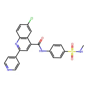 6-chloro-N-[4-(methylsulfamoyl)phenyl]-2-pyridin-4-ylquinoline-4-carboxamide structure