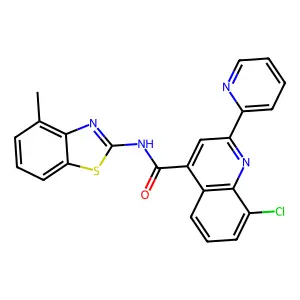 8-chloro-N-(4-methyl-1,3-benzothiazol-2-yl)-2-(pyridin-2-yl)quinoline-4-carboxamide structure