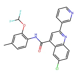 6-chloro-N-[2-(difluoromethoxy)-4-methylphenyl]-2-(pyridin-3-yl)quinoline-4-carboxamide structure