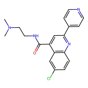 6-chloro-N-[2-(dimethylamino)ethyl]-2-(pyridin-4-yl)quinoline-4-carboxamide structure