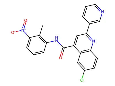 6-chloro-N-(2-methyl-3-nitrophenyl)-2-pyridin-3-ylquinoline-4-carboxamide structure