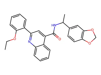 N-[1-(1,3-benzodioxol-5-yl)ethyl]-2-(2-ethoxyphenyl)quinoline-4-carboxamide structure