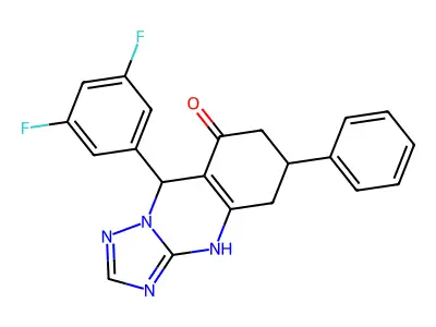 9-(3,5-difluorophenyl)-6-phenyl-5,6,7,9-tetrahydro[1,2,4]triazolo[5,1-b]quinazolin-8(4H)-one structure