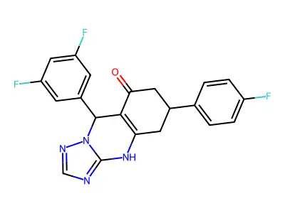 9-(3,5-difluorophenyl)-6-(4-fluorophenyl)-5,6,7,9-tetrahydro[1,2,4]triazolo[5,1-b]quinazolin-8-ol structure