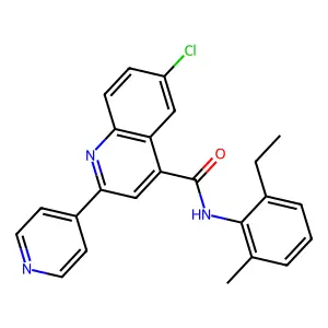 6-chloro-N-(2-ethyl-6-methylphenyl)-2-pyridin-4-ylquinoline-4-carboxamide structure