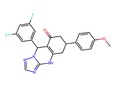 9-(3,5-difluorophenyl)-6-(4-methoxyphenyl)-5,6,7,9-tetrahydro[1,2,4]triazolo[5,1-b]quinazolin-8(4H)-one structure